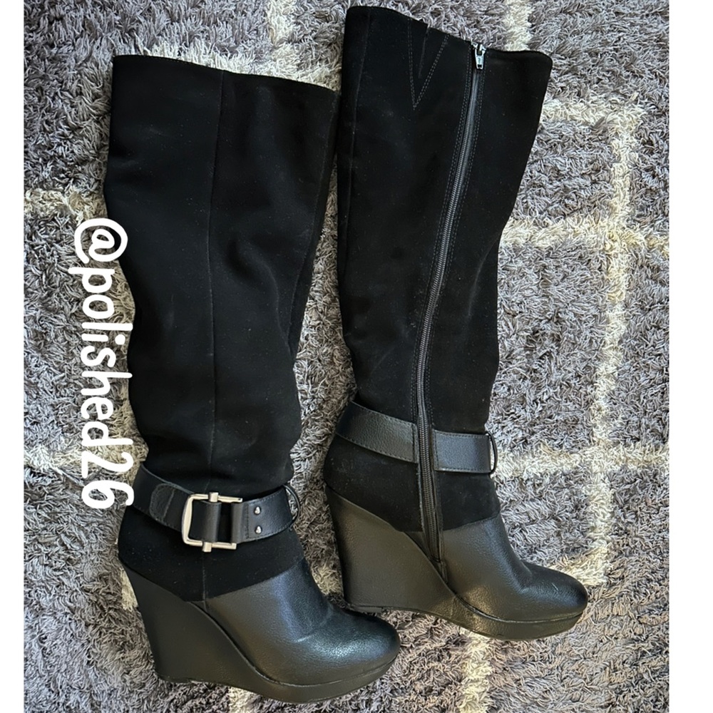 Leather Wedge Boots Bar III